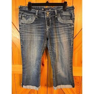 Vigoss Womens Jeans Cropped Size 11 /31 Distressed Stretch Denim (2447) Read